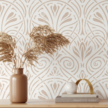 Hongli lipnioji PVC tapetė su matinio efekto paviršiumi, retro etninio rašto modelis, modernus ir paprastas stilius