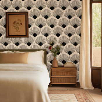 Hongli lipnioji PVC tapetė su matinio efekto paviršiumi, retro etninio rašto modelis, modernus ir paprastas stilius