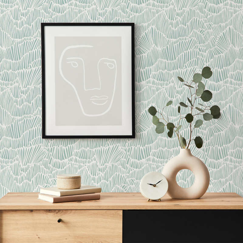 Hongli lipnioji PVC tapetė su matinio efekto paviršiumi, retro etninio rašto modelis, modernus ir paprastas stilius