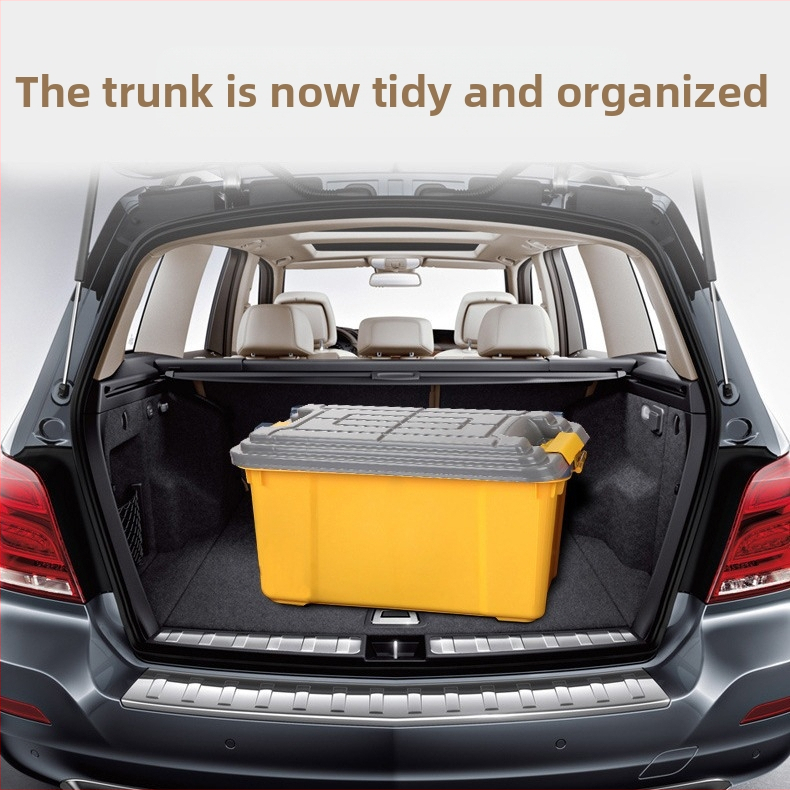 Автомобилна вътрешна кутия за съхранение, двойно ниво, 50 л капацитет, полипропилен, прост модерен стил, без монтаж