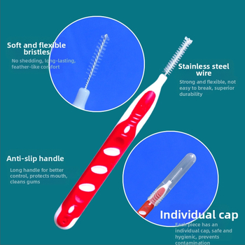 Ortodontinis tarpdantinis šepetėlis, 10 vnt., itin smulkios minkštos šerelės, nerūdijančio plieno viela