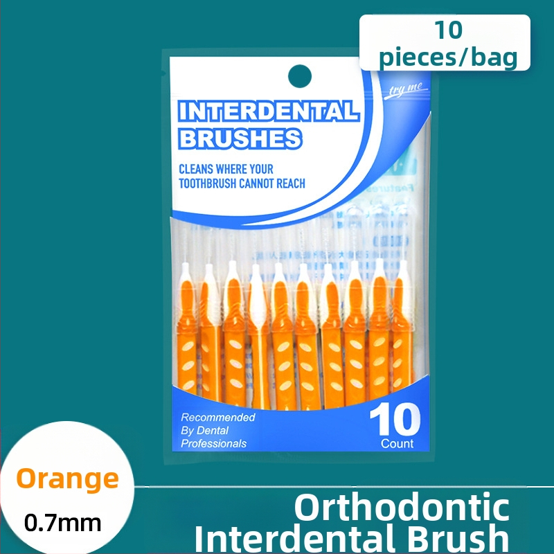 Ortodontinis tarpdantinis šepetėlis, 10 vnt., itin smulkios minkštos šerelės, nerūdijančio plieno viela