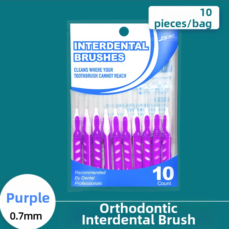 Ortodontinis tarpdantinis šepetėlis, 10 vnt., itin smulkios minkštos šerelės, nerūdijančio plieno viela