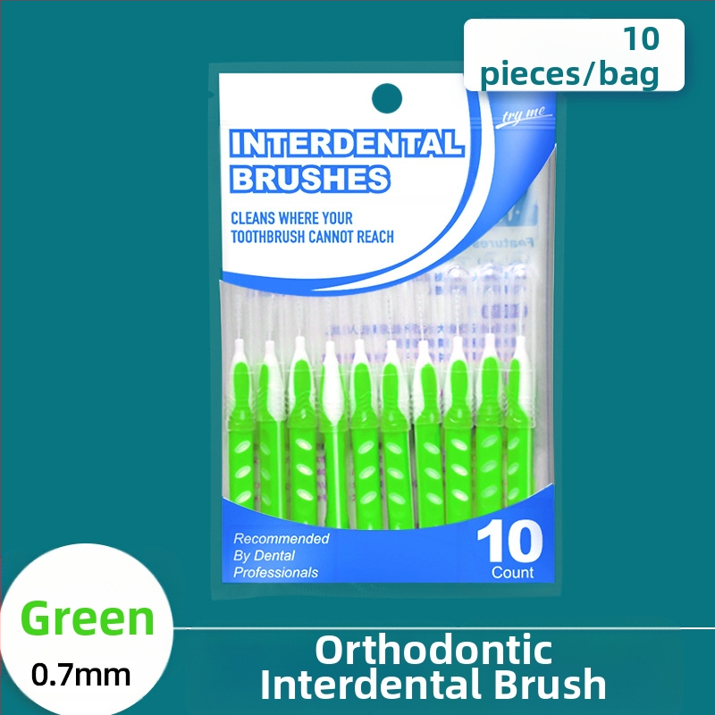 Ortodontinis tarpdantinis šepetėlis, 10 vnt., itin smulkios minkštos šerelės, nerūdijančio plieno viela