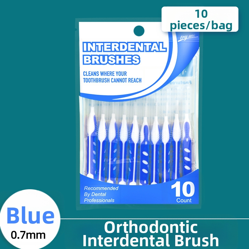 Ortodontinis tarpdantinis šepetėlis, 10 vnt., itin smulkios minkštos šerelės, nerūdijančio plieno viela