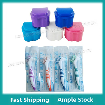 Κουτί οδοντοστοιχιών σε σχήμα μήλου — σετ με κουτί οδοντοστοιχιών και σετ βουρτσών για οδοντοστοιχίες, αποθήκευση