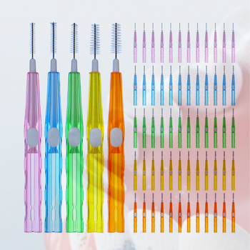 Tarpdančių šepetėliai breketams su ištraukiamu dizainu, modelis 1212, 10 vnt