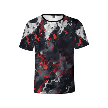 Μπλουζάκι με 3D ψηφιακό εκτύπωμα καρτούν, χαλαρή γραμμή, στρογγυλός λαιμός, κοντά μανίκια, ελαφρύ ύφασμα πολυεστέρα με πλέγμα