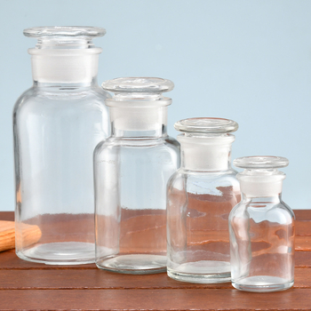 Guan tuo γυάλινο δοχείο αντιδραστηρίου με φαρδύ στόμιο, ματ φινίρισμα και σφραγισμένο για εργαστήρια, δυνατότητα εκτύπωσης λογότυπου, αδειοδοτημένη ιδιωτική μάρκα