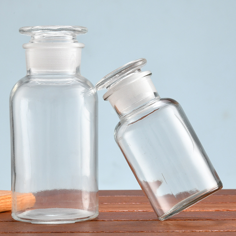 Guan tuo γυάλινο δοχείο αντιδραστηρίου με φαρδύ στόμιο, ματ φινίρισμα και σφραγισμένο για εργαστήρια, δυνατότητα εκτύπωσης λογότυπου, αδειοδοτημένη ιδιωτική μάρκα