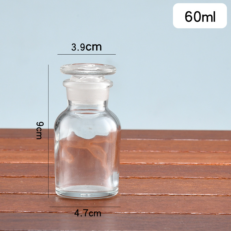 Guan tuo γυάλινο δοχείο αντιδραστηρίου με φαρδύ στόμιο, ματ φινίρισμα και σφραγισμένο για εργαστήρια, δυνατότητα εκτύπωσης λογότυπου, αδειοδοτημένη ιδιωτική μάρκα