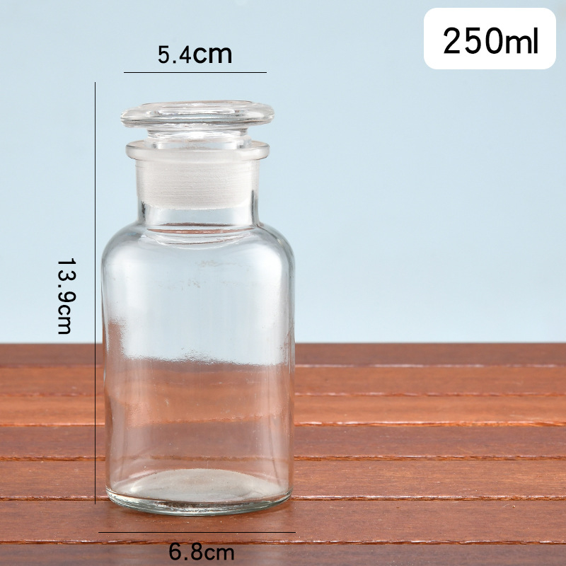 Guan tuo γυάλινο δοχείο αντιδραστηρίου με φαρδύ στόμιο, ματ φινίρισμα και σφραγισμένο για εργαστήρια, δυνατότητα εκτύπωσης λογότυπου, αδειοδοτημένη ιδιωτική μάρκα