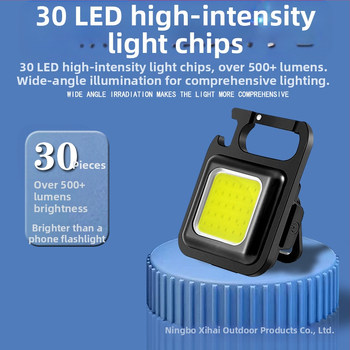 Мини ключодържател LED фенерче – многофункционално магнитно работно осветление с отварачка за бутилки за къмпинг (6W • Зареждане • 500mAh • Модел XH-69)