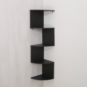Γωνιακό ράφι τοίχου με ημικύκλιο, 5 επίπεδα, PVC, μοντέρνο μινιμαλιστικό στυλ, εγκατάσταση με αναρρόφηση, κατάλληλο για κουζίνα, υπνοδωμάτιο, μπάνιο και σαλόνι
