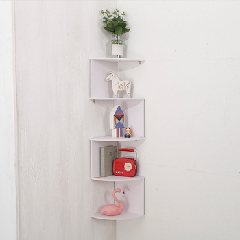 Γωνιακό ράφι τοίχου με ημικύκλιο, 5 επίπεδα, PVC, μοντέρνο μινιμαλιστικό στυλ, εγκατάσταση με αναρρόφηση, κατάλληλο για κουζίνα, υπνοδωμάτιο, μπάνιο και σαλόνι