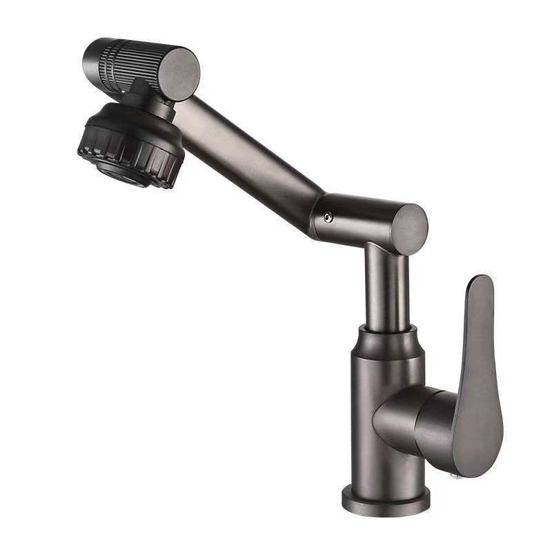 Nerūdijančio plieno universali pasukamas praustuvo čiaupas vonios kambariui, modelis XMS-4090, keraminis vožtuvų korpusas, vožtuvo sėdynės skersmuo 45 mm, 4 įėjimai/išėjimai