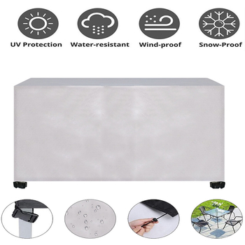Pielāgots 420D Oxford auduma ūdensizturīgs mēbeļu pārklājs ārējiem dārza mēbelēm, putekļu aizsardzības pārklājs dīvānam/ gaisa kondicionierim, mūsdienīgs stils, ar četrām sprādžām