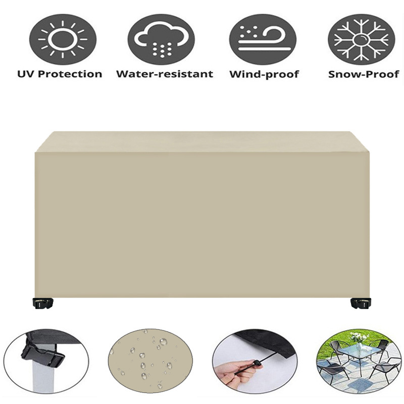 Pielāgots 420D Oxford auduma ūdensizturīgs mēbeļu pārklājs ārējiem dārza mēbelēm, putekļu aizsardzības pārklājs dīvānam/ gaisa kondicionierim, mūsdienīgs stils, ar četrām sprādžām