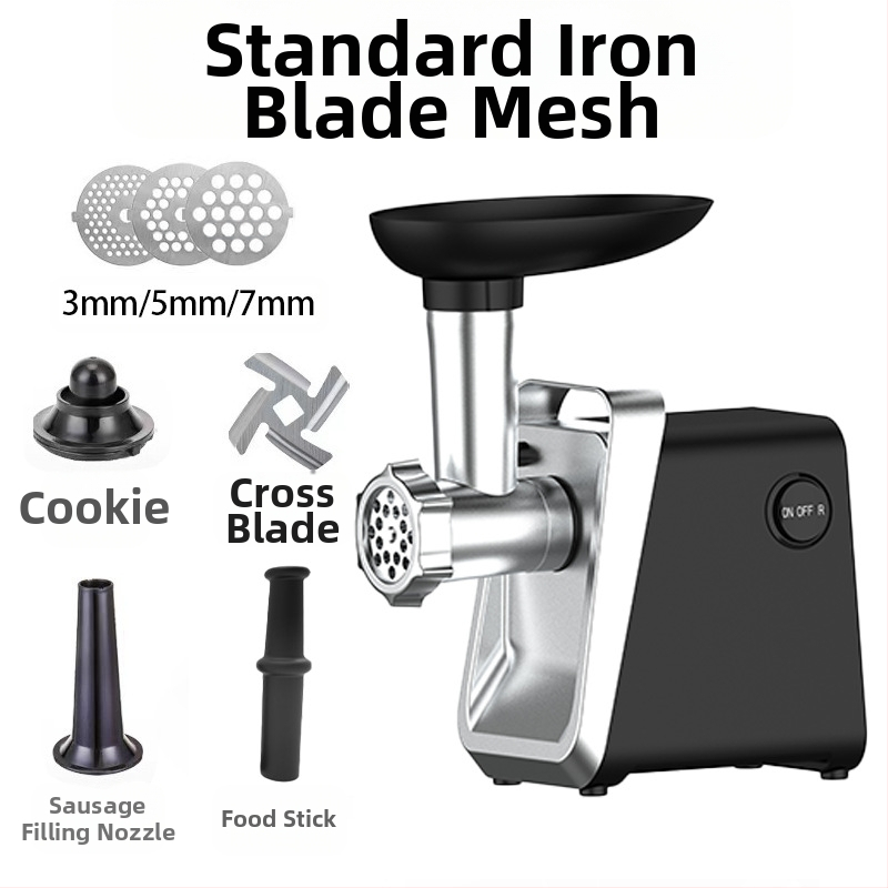 Домашна електрическа месомелачка и машина за колбаси, мултифункционална, Tritan корпус, 10,000 rpm, капацитет под 1 л, 111–240 V, шум 46–70 dB