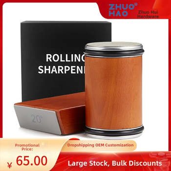 Cilindrinis dviejų pusių deimantinį šlifuoklis su ritinėliu virtuvės peiliams, su įspaustu logotipu