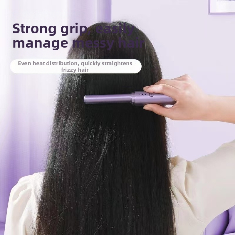 Безжично устройство за изправяне и къдрене на коса с отрицателни йони — турмалиново‑керамичен нагревател, 10‑степенно регулиране на температурата, 45 W, 110–220 V, двойно използване, портативен