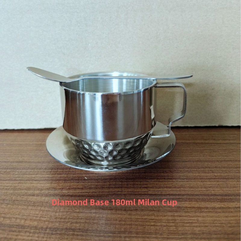 Trys kavos puodelių rinkinys iš 304 nerūdijančio plieno, dvigubos sienos izoliacija, su šaukštų padėklu, biurui ar kavinėms