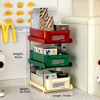 Θήκη αποθήκευσης επιφάνειας γραφείου με συρτάρι για γωνιά καφέ, PET υλικό, χωρητικότητα 18 L, ανθεκτικό στη σκόνη, μοντέρνος μινιμαλιστικός σχεδιασμός