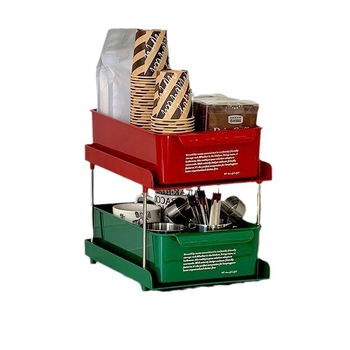 Θήκη αποθήκευσης επιφάνειας γραφείου με συρτάρι για γωνιά καφέ, PET υλικό, χωρητικότητα 18 L, ανθεκτικό στη σκόνη, μοντέρνος μινιμαλιστικός σχεδιασμός