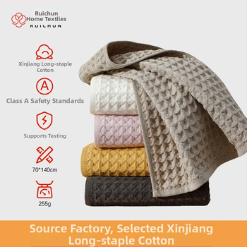 Dušo rankšluostis iš 100% medvilnės, medaus šukos raštas (honeycomb), Tips A, Svoris 200–300 g, Jacquard/plain audinys, 32 siūlai