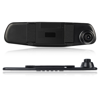 Divlēcīgs auto DVR atpakaļskata spogulim – priekšējais un aizmugurējais ieraksts, 4,3 collu ekrāns, 720p, 90° skata leņķis, TF karte līdz 32 GB, 12V barošana, uzstādāms uz atpakaļskata spoguli