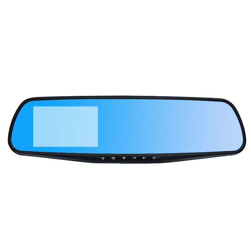 Divlēcīgs auto DVR atpakaļskata spogulim – priekšējais un aizmugurējais ieraksts, 4,3 collu ekrāns, 720p, 90° skata leņķis, TF karte līdz 32 GB, 12V barošana, uzstādāms uz atpakaļskata spoguli