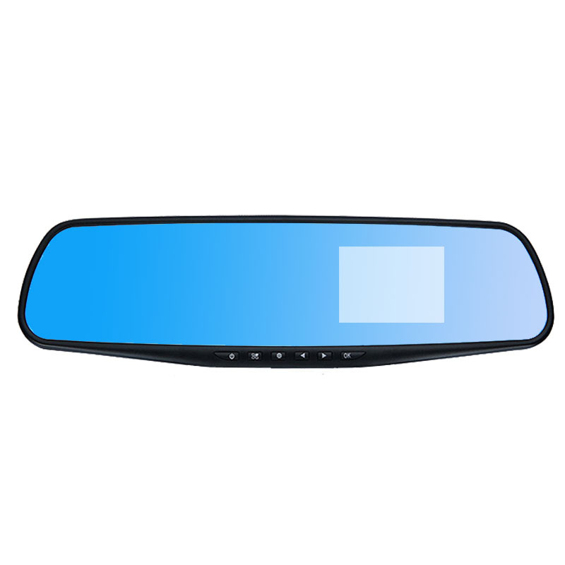Divlēcīgs auto DVR atpakaļskata spogulim – priekšējais un aizmugurējais ieraksts, 4,3 collu ekrāns, 720p, 90° skata leņķis, TF karte līdz 32 GB, 12V barošana, uzstādāms uz atpakaļskata spoguli