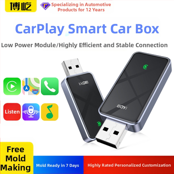 CarPlay безжичен адаптер — USB CarPlay конвертор за превключване от кабелно към безжично CarPlay, модел BY967B, 5V, 0.5W, 6H закалено стъкло + авиационна алуминиева сплав