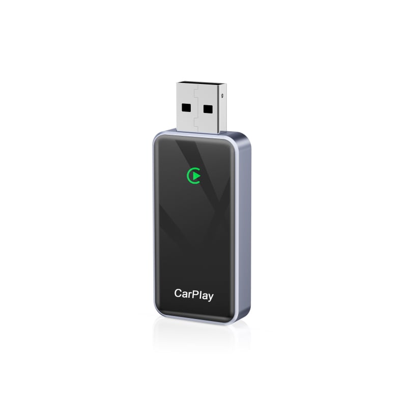 CarPlay безжичен адаптер — USB CarPlay конвертор за превключване от кабелно към безжично CarPlay, модел BY967B, 5V, 0.5W, 6H закалено стъкло + авиационна алуминиева сплав
