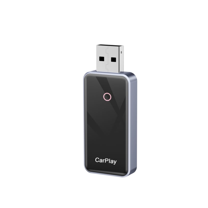 CarPlay безжичен адаптер — USB CarPlay конвертор за превключване от кабелно към безжично CarPlay, модел BY967B, 5V, 0.5W, 6H закалено стъкло + авиационна алуминиева сплав