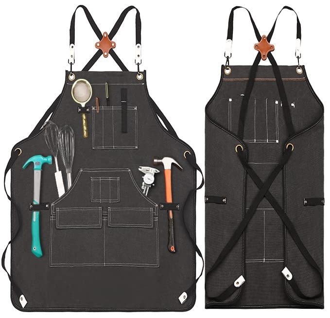 Ποδιά από καμβά, χωρίς μανίκια, αντιβρωμική, μονόχρωμη