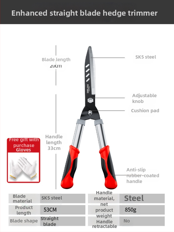 Delixi genėjimo žirklės — sunkios konstrukcijos, patogus darbas, galingos sodo žirklės