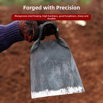 Sodo įrankis – plokštė iš mangano plieno, rankų kalimas, senovinės kilmės dizainas, platus ašmenys sodui ir žemės darbams