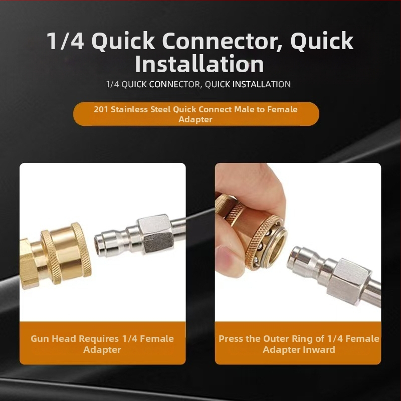 Удължител за водоструйна пушка за автомобили със сгъваем ъгъл — 1/4 бърз монтаж, неръждаема стомана и мед, дюза 11 мм, съвместим с високонапорен шланг, 150 g