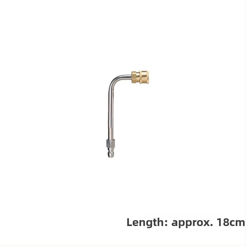 Augstspiediena auto mazgāšanas ūdens pistoles pagarinājuma stienis ar locīšanas elkoņa savienojumu — 1/4 ātrais savienojums, nerūsējošs tērauds un vara, 11 mm uzgalis, piemērots augsta spiediena šļūtenei, 150 g