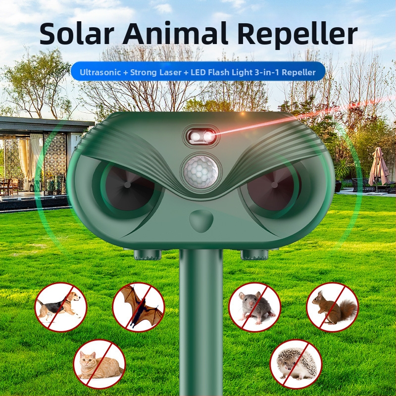 Ултразвуков репелер за животни със слънчево захранване – водоустойчив външен уред, ABS корпус, 5V, модели 818/818B/610/603