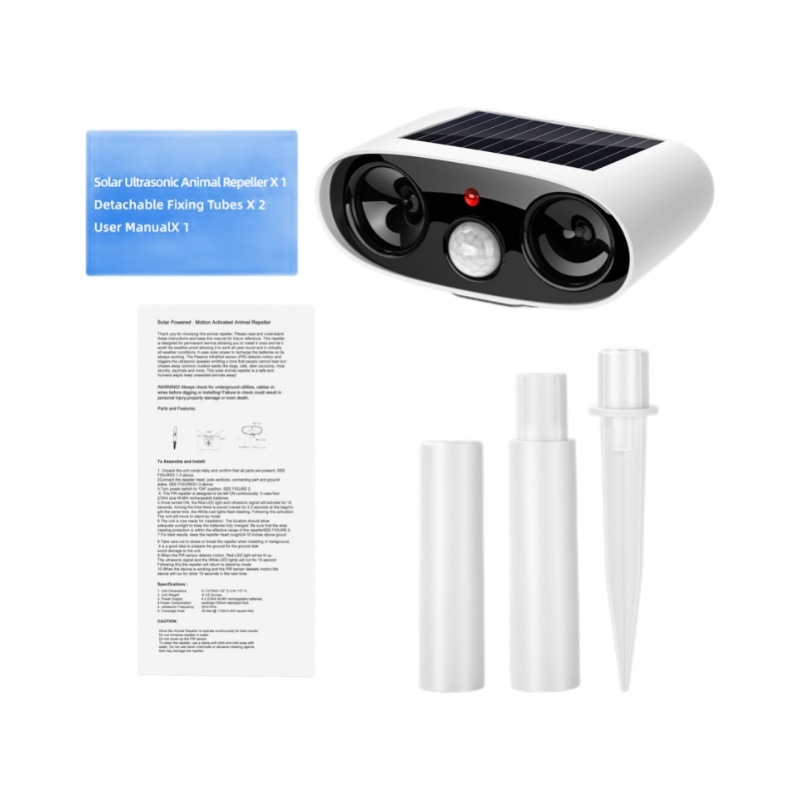 Ultrazvučni repelent za životinje sa solarnim napajanjem – vodootporan vanjski uređaj, ABS kućište, 5V, modeli 818/818B/610/603