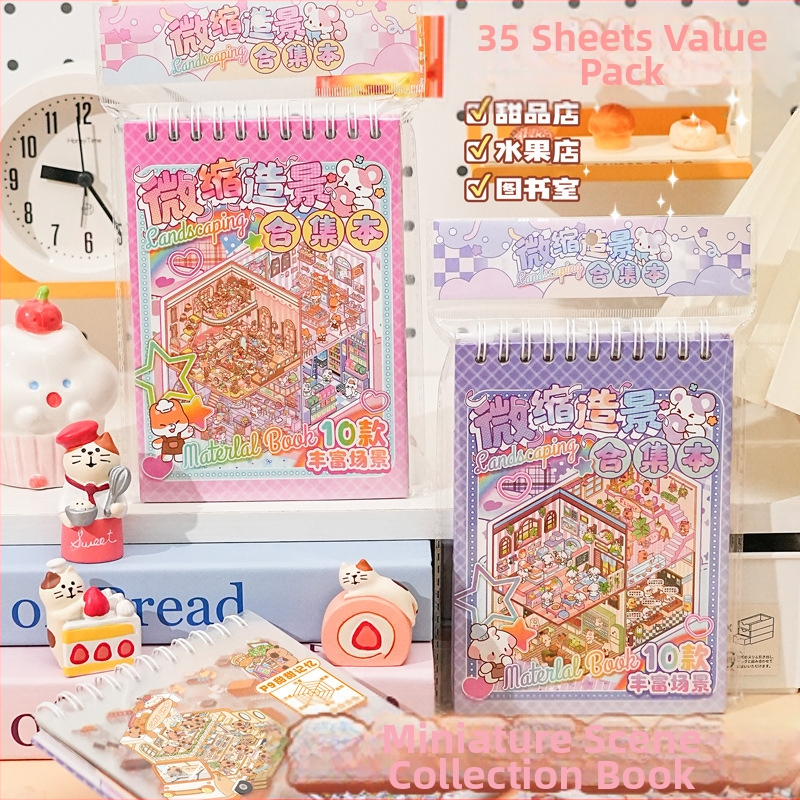 DIY uzlīmju grāmatiņa mini ainavām ar 3D slāņa scenām - karikatūras stila, Paper PET materiāls, Drukāšana, Zīmols Xihe Culture