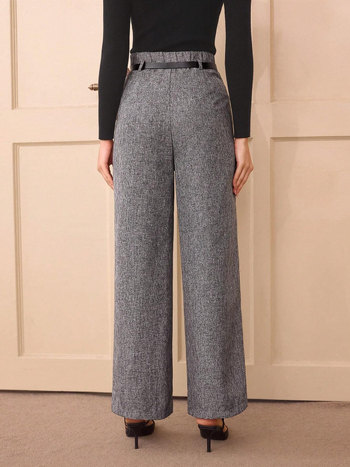 Дамски панталони с висока талия, прав силует, свободна кройка, полиестер 95%+, есен 2025