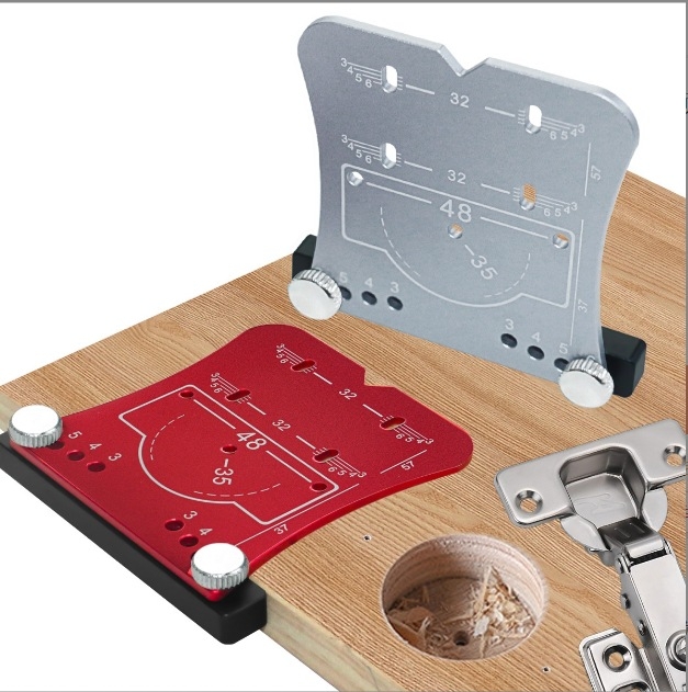 Специален шаблон за позициониране на панти за врати — алуминиева сплав, пробивник за дупки на панти, дърводелска плоча за позициониране