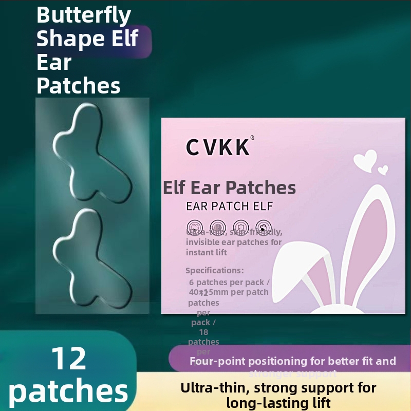 CVKK Αυτοκόλλητα για αυτιά σε σχήμα πεταλούδας με τετραπλή στήριξη, αόρατος σχεδιασμός για οπτικά μικρότερο πρόσωπο