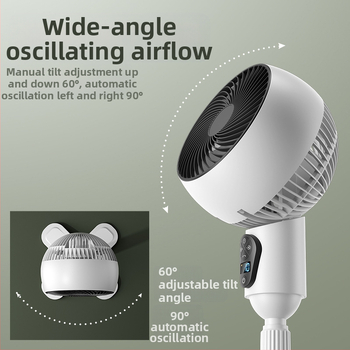 USB stovintis ventiliatorius su nuotolinio valdymo, osciluojantis, bešepalinis variklis, laikmatis 2–8 val., didelis oro srautas