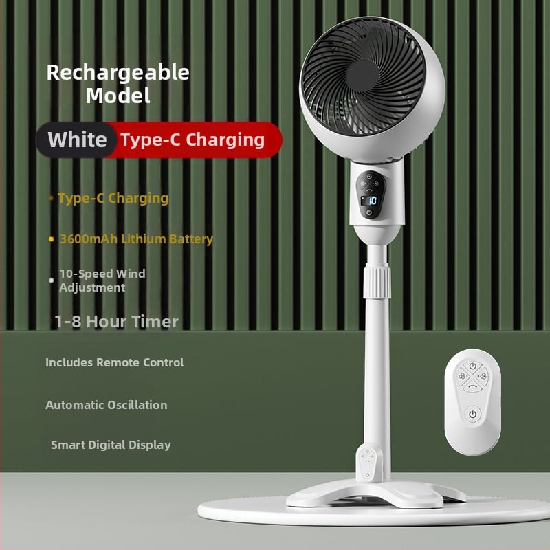 USB stovintis ventiliatorius su nuotolinio valdymo, osciluojantis, bešepalinis variklis, laikmatis 2–8 val., didelis oro srautas
