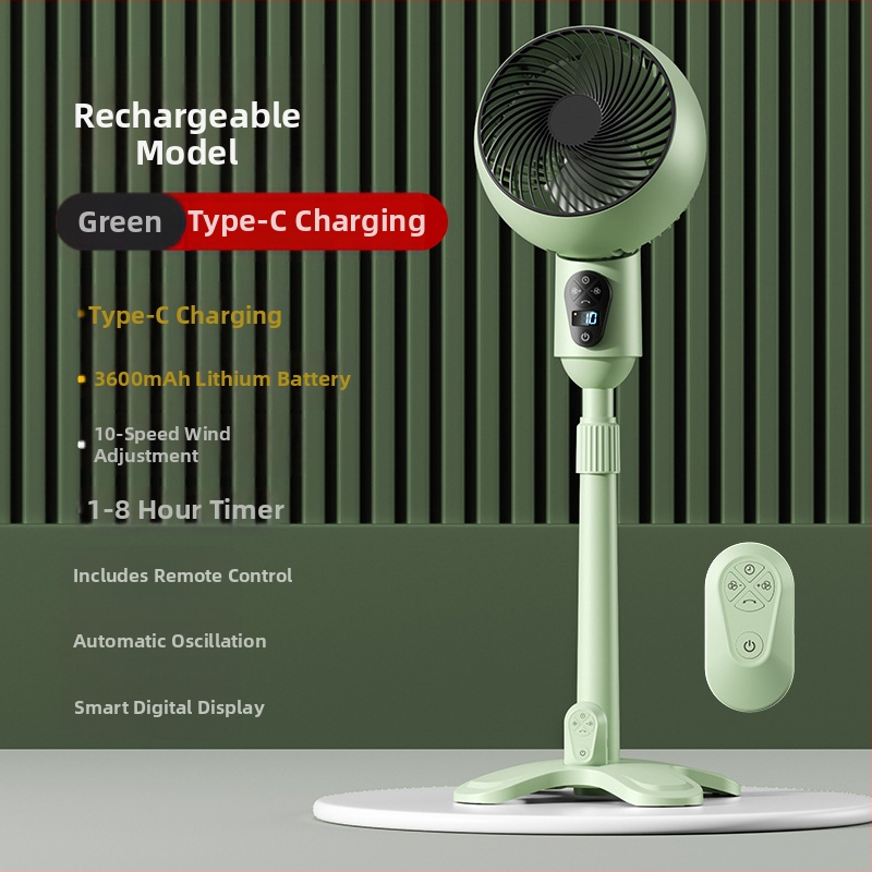USB stovintis ventiliatorius su nuotolinio valdymo, osciluojantis, bešepalinis variklis, laikmatis 2–8 val., didelis oro srautas
