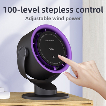 USB Type-C prisilietimo valdymas ventiliatorius be mentelių, stalinis arba sieninis tvirtinimas, įmontuota baterija 2000–4000 mAh, veikimo laikas 3–6 val., 100 greičių lygių